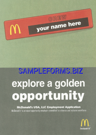 McDonalds Application Form pdf free